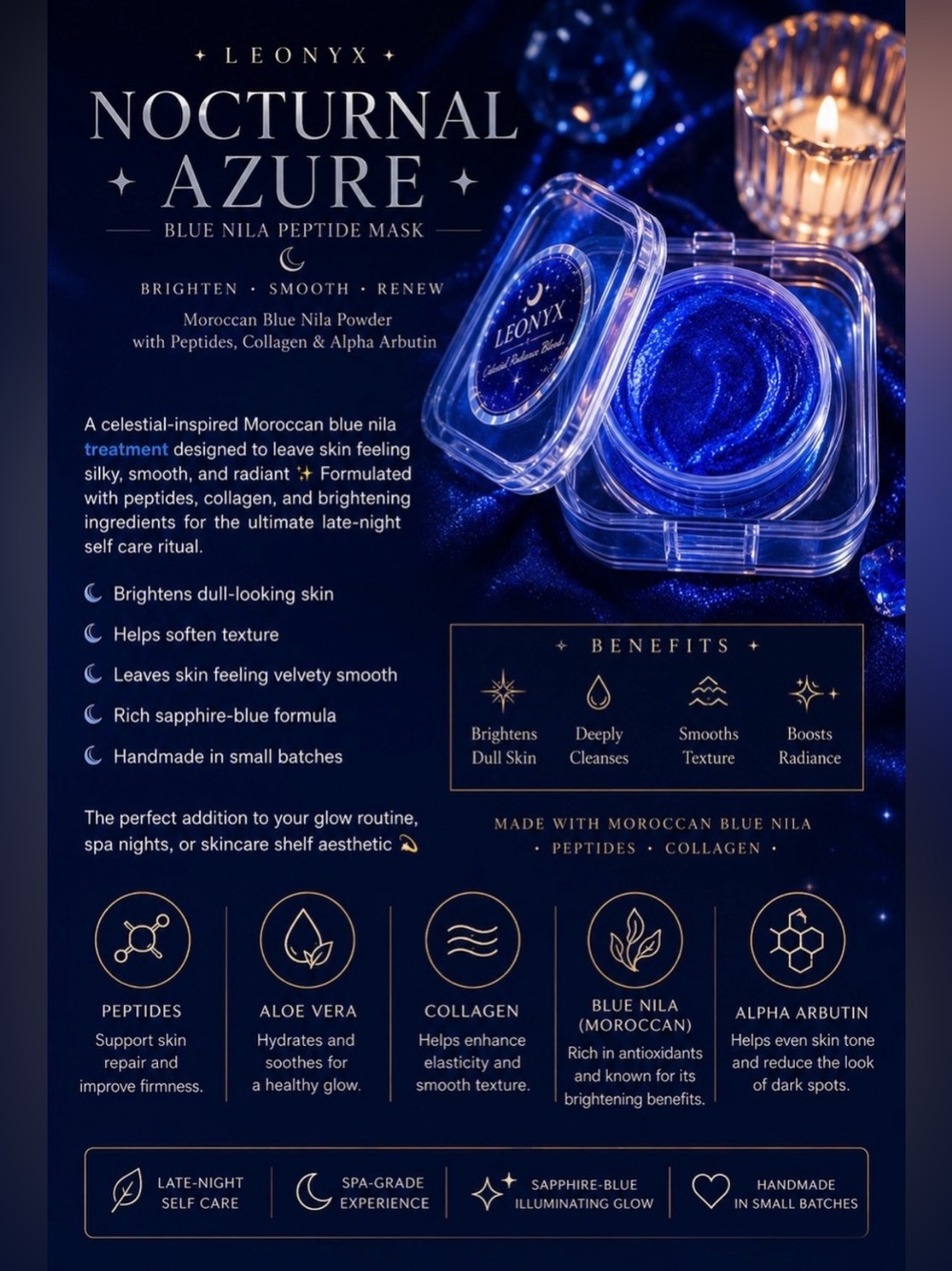 Nocturnal Azure Blue Nila Peptide Mask — Sapphire Blue